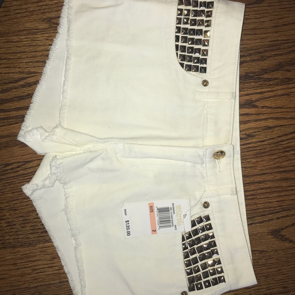 Michel kors white jean shorts
